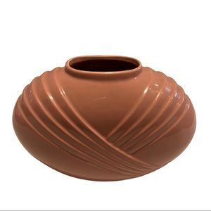 Vintage 80s Pink Ceramic Art Deco Vase